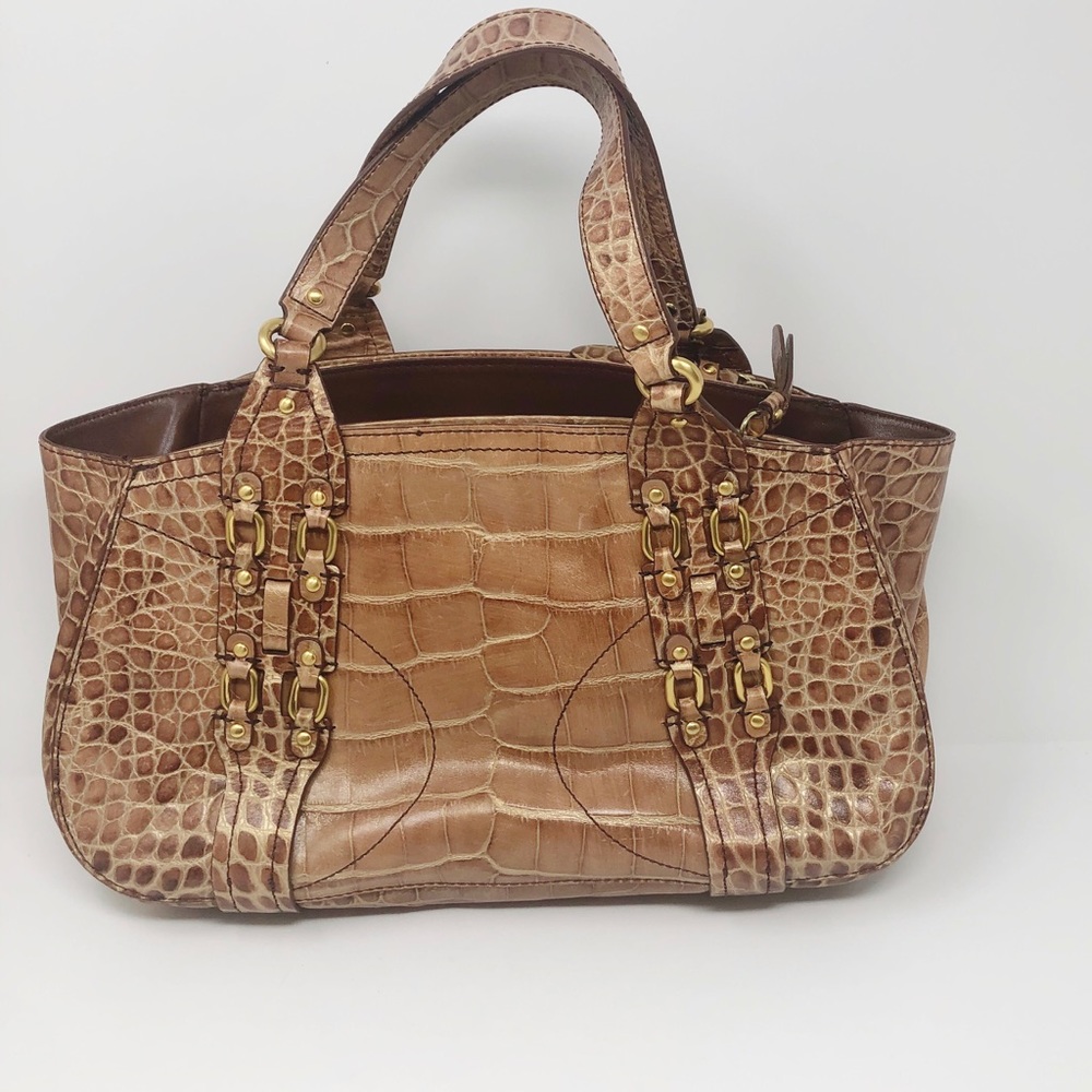 Cole Haan tan village croc bag tan gold